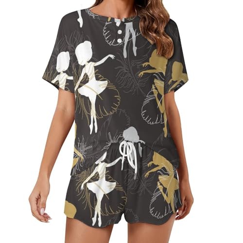 Pyjama manches courtes femme De Ballet vêtements de nuit anti-transpiration été