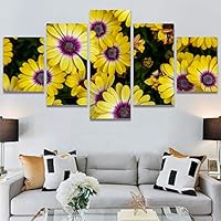 SIGNWIN 5 Panel Canvas Wall Art Modern Art Bouquet Colorful Cool Floral Group Multicolor Photography Realism Romantics for Home Decorations Ready to Hang - 60
