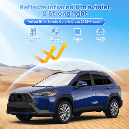 Image of Canvcle Window Shades for 2022-2026 Toyota Corolla Cross Accessories Windshield Sun Shade Side Rear Window Covers Sunshade Sun Visor Shield Privacy Protection for Camping Keep Vehicle Cool Black 8PCS