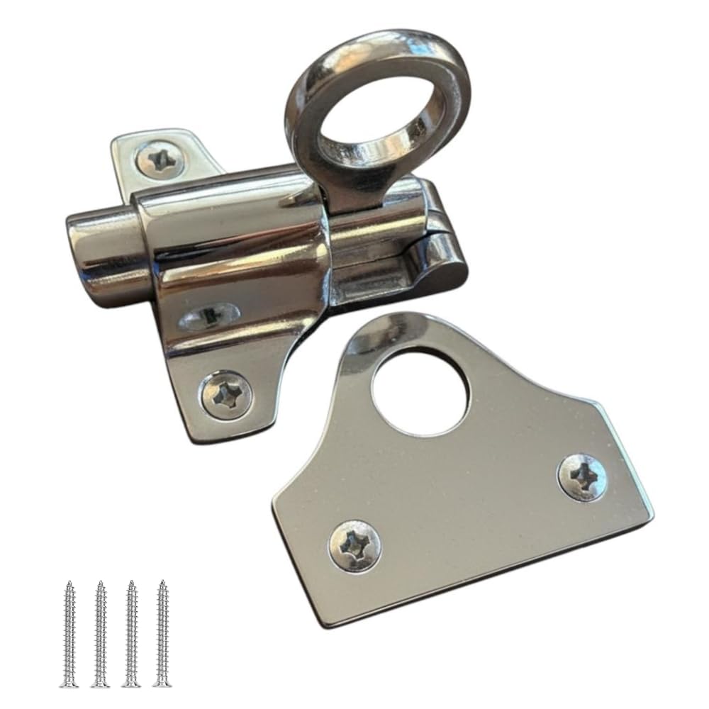 SISI UK Polished Chrome Fanlight Window Catch 60mm Security Pull Ring Spring Bounce Door Bolt Latch Lock for Window Cupboard Cabinet Wardrobe Pack of 1
