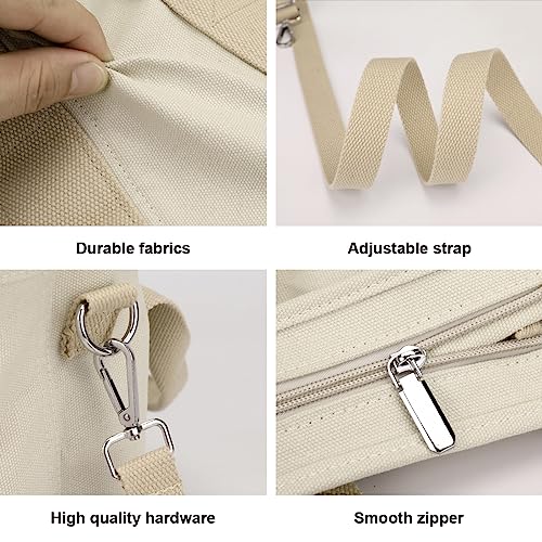 Large Capacity Canvas Tote Bag for Women - Casual Style, Adjustable Shoulder Strap, Zipper Closure2