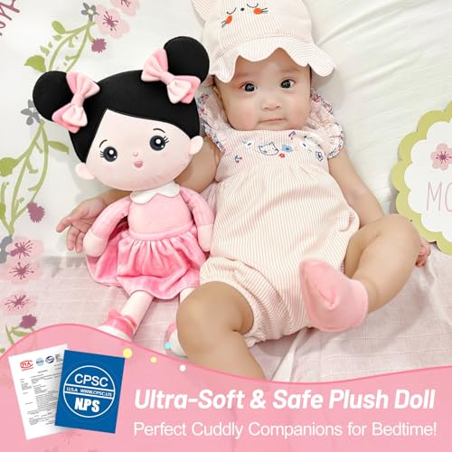 Image of OUOZZZ Soft Plush Baby Doll 12.6 Inch, Asian Black Hair Snuggle Buddy | Perfect Birthday Toy & Gift for 1 Year Old Girls, Cuddly Companion Suitable for Infants & Toddlers