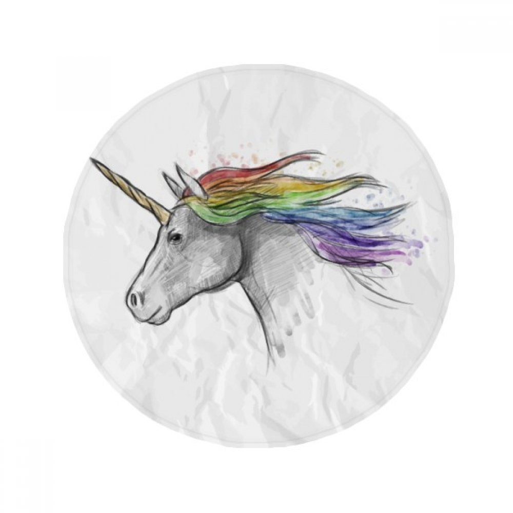 Tapis de sol rond licorne aquarelle anti-slip multicolore pour cuisine salon