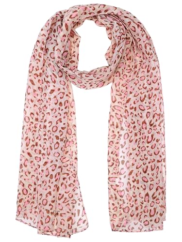 Women's Leopard Printed Chiffon Scarves, Square/Long Lightweight Soft Sheer Neck Scarf for All Season