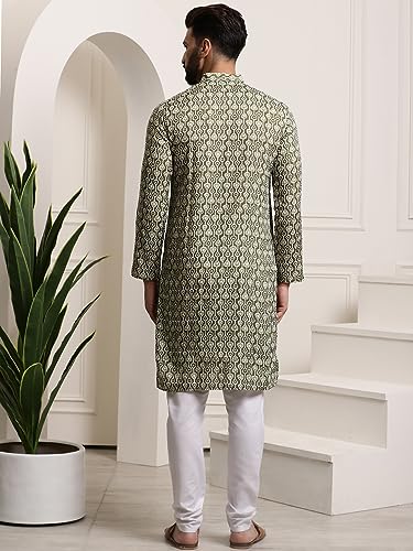 Image of SOJANYA (Since 1958 Men's Cotton Print Kurta & Churidar Pyjama Set