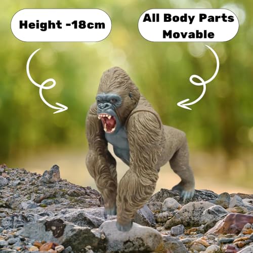 Image of Big Size Realistic Gorilla Toy for Kids 3+| 1PCS Realistic Action Figure King Kong Fight Mode Rampage Monkey Toys for Boys & Girls | Wildlife Animal Ape Figurine Decoration Item Birthday Gifts