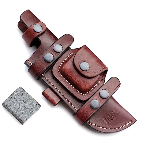 GCS Handmade Brown Leather Sheath Right from Front Vertical - Left from Back Horizontal Knife - GCS 223