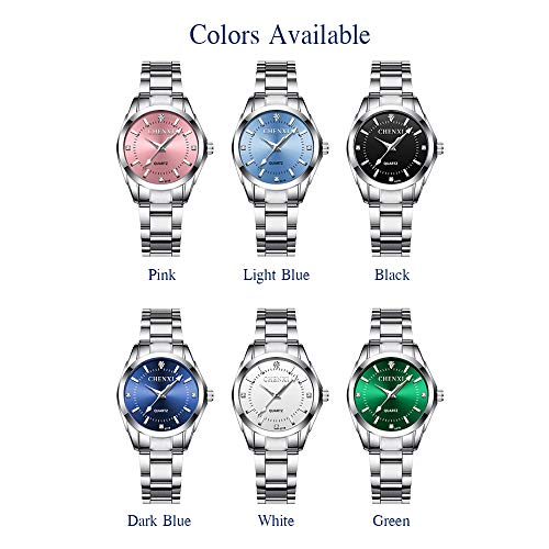 Romacci Relógio de pulso feminino clássico de quartzo com pulseira de aço sólido, luminoso, à prova