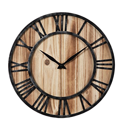 Wanduhr Vintage, Likeluk 15 Zoll (40cm) Lautlos Vintage Wanduhr Holz Uhr Uhren Wall Clock ohne Tickgeräusche Cover