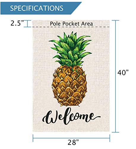 Atenia Burlap Garden Flag, Double Sided Garden Outdoor Yard Flags For Summer Decor (Pineapple) (House Size - 28X40) #TOP1