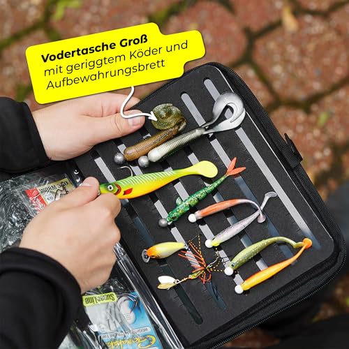 Foto von Spro Backpack 102 - Multifunktionaler Rucksack, Outdoor-Rucksack, Angelrucksack inklusive 2 Tackle-Boxen, Schulrucksack, wasserabweisend, großer Stauraum, Angeltasche