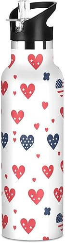 Miniatura 13 de Botella de agua reutilizable con aislamiento de doble pared con diseño de flores para el Día de los Padres, aislada, con tapa de popote, sin BPA, a