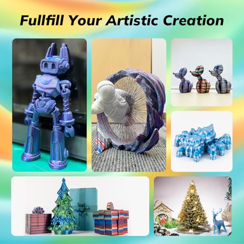 Image of AMOLEN Silk PLA 3D Printer Filament, Shiny Multicolor Rainbow PLA Filament 1.75mm, Fast Color Change PLA 3D Printing Filament for Most FDM 3D Printer, Yellow Blue Orange, 1kg (2.2lbs)