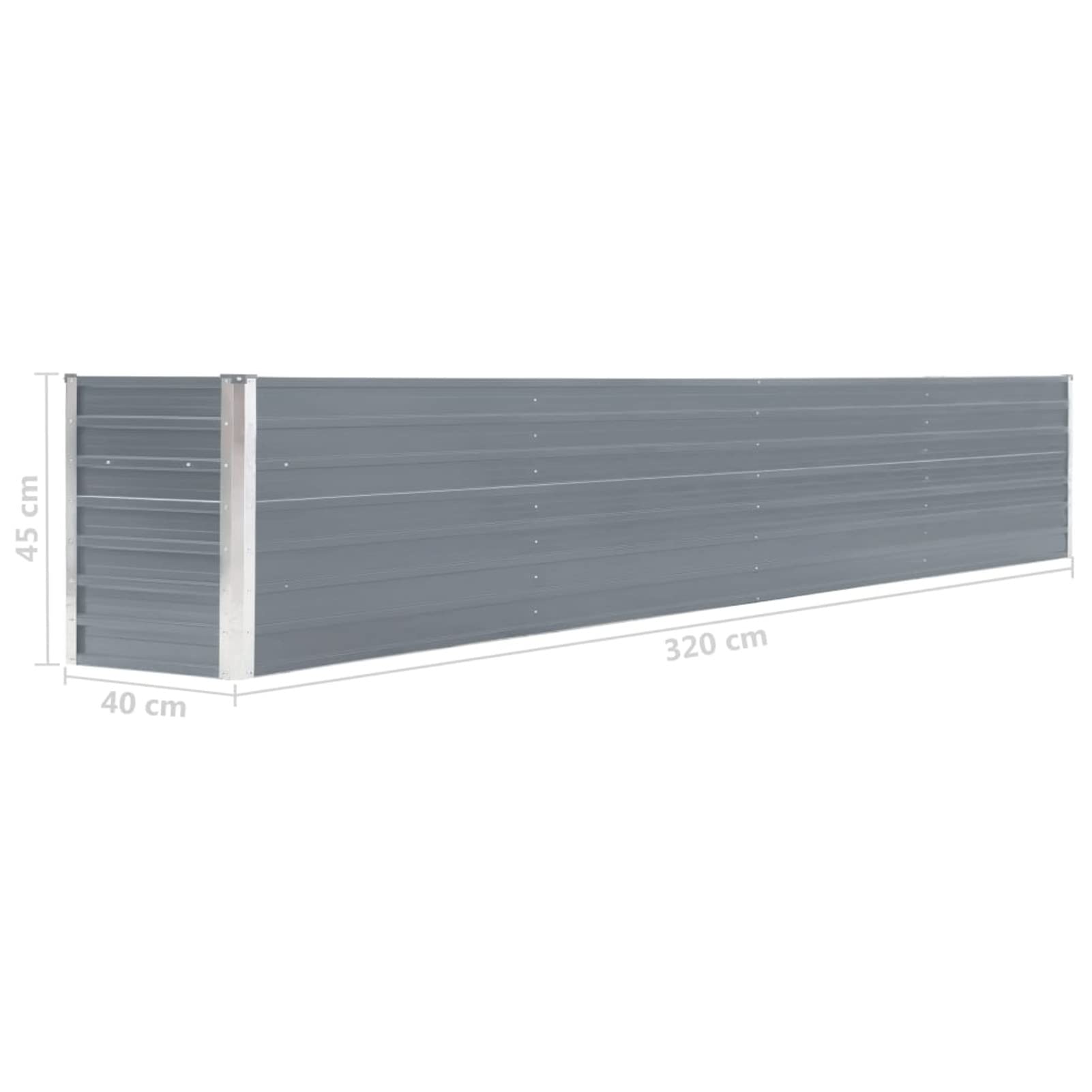 Arriate, Mesa De Cultivo, Huerto Domestico, Cultivo De Plantas Aromaticas, Arriate De Jardín, de jardín de Acero galvanizado Gris 320x40x45 cm