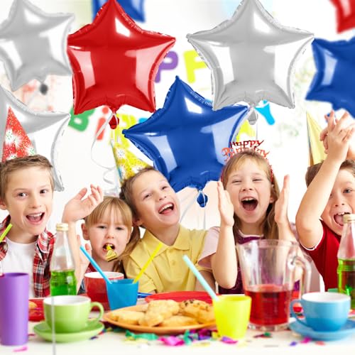 Image of Star Balloons, 18 Inch Red White Blue Stars Balloons 12 PCS Self-Sealing Foil Balloon for 4th of July Patriotic Memorial Day Birthday Party Wedding New Year Decorations USA Independence Day Parade