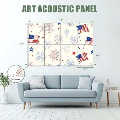 Paneles acústicos artísticos 8 unidades con adhesivo, 48" x 32", fibras de poliéster, decoración decorativa y aislamiento de sonido miniatura 2