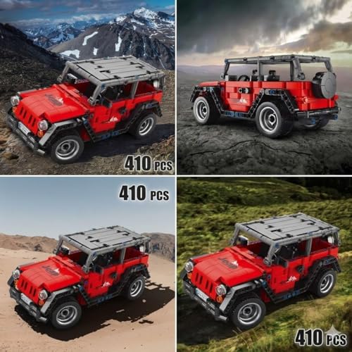 Image of 1:16 RC Building Block Car for Kids, 410 PCS Remote Control Off Road Jeep Toy with 2.4GHz Controller, DIY Construction Brick Car Model, Rechargeable Racing SUV Kit Gift for Boys Girls 6+ Years