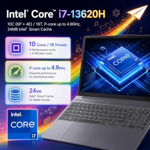 Image of Lenovo IdeaPad 2026 Student Laptop for College, Ultra Slim, 15.3 inch WUXGA Display, Intel Core i7-13620H 10-Core, 16GB DDR5, 512GB SSD, Wi-Fi 6, HDMI, Copilot AI, Win 11 Pro, Rapid Charge (80% in 45 Min)
