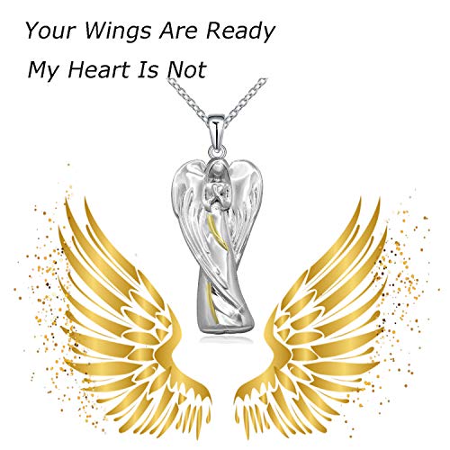 Angel Lady Urn Cremation Necklace Sterling Silver Guardian Angel Wings Urn Pendant for Ashes Keepsake Memorial Jewelry - Image 5