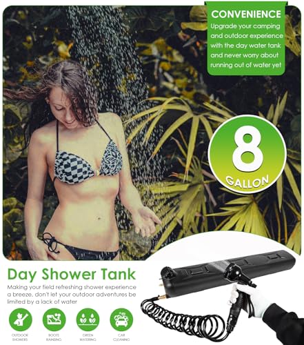 Tanque de agua presurizado portátil Yoursme de 8 galones, ducha portátil para camping con manguera de rociado, montaje en portaequipajes para camionetas y vehículos todoterreno miniatura 7