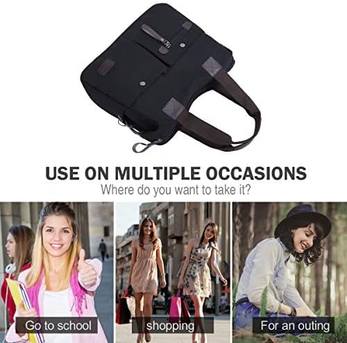 Eshow Women Tote Handbag Bag Canvas Shoulder Bag for Ladies 14 inch Laptop Shopping Bag Shopper Crossbody Multipurpose Hobo Bags Black