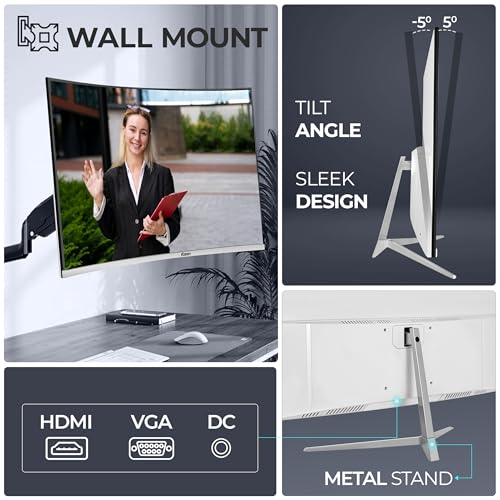 Image of Foxin Elite 27 inch Curved LED Monitor, FHD 1080p, 100Hz, 5ms, Frameless, HDMI /VGA, 2800R Curve, Anti-Glare, 250 cd /m, sRGB, Bezel-Less, Built-in Speakers with Strong Metal Stand