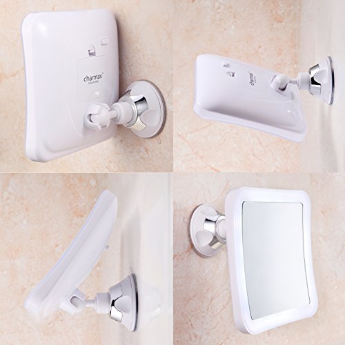 Charmax 8X Magnifying Lighted Makeup Mirror with Bag, Natural LED Lights Bathroom Vanity Mirror, Battery Operated Travel Mirror, Square