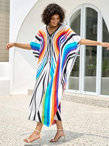 Image of NFVNKJ Women's Plus Size Beach Lounge Kaftan Maxi Dress Swimsuit Coverup for Women