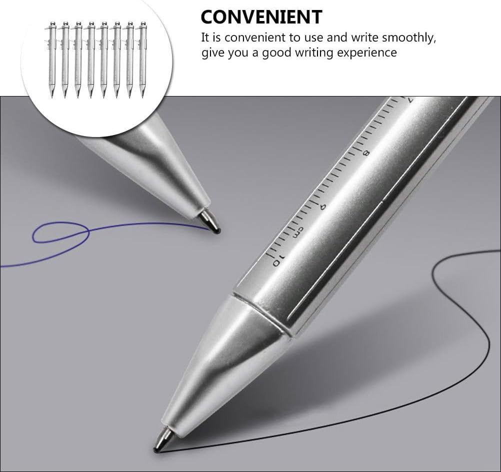 Angoily 8pcs Caliper Ballpoint Pen Fine Point Black Pens Draw Pen Caliper Supplies Stationery Office Supply Caliper Ball-point Pen Scale Ballpoint Pens Multi-use Pen Plastic Silver