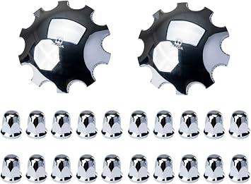 Alcoa 076188DT Front Hub Cover Kit | for Short Studs Clamp-On Retention | Chrome ABS | Fits 10-Hole Hub Pilot 33mm Lug Nuts | Includes 2 Hub Covers, 20 Nut Covers & Tool