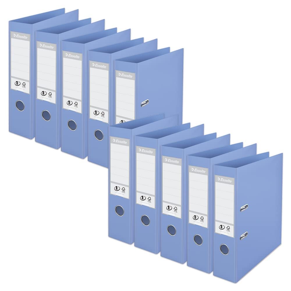 Esselte, Solea 628533 - Raccoglitore a leva, formato A4, dorso 75 mm, capacità 500 fogli, in polipropilene, copertina in plastica, 628533, confezione da 10, colore: blu