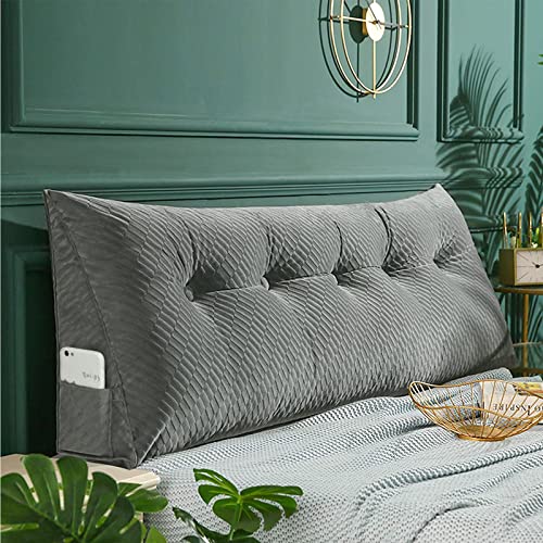 Memorecool Triangular Headboard Pillow Day Bed Back Wedge Pillow, Large Bolster Reading Back Rest Pillow With Shredded Foam Insert, Daybed Backrest Positioning Support Cushion Triangle Bedrest Pillow #TOP16