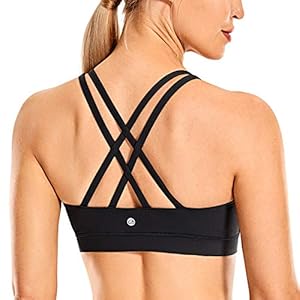 CRZ YOGA Women’s Strappy Sports Bras Fitness Workout Padded Yoga Bra Criss Cross Back Black Small