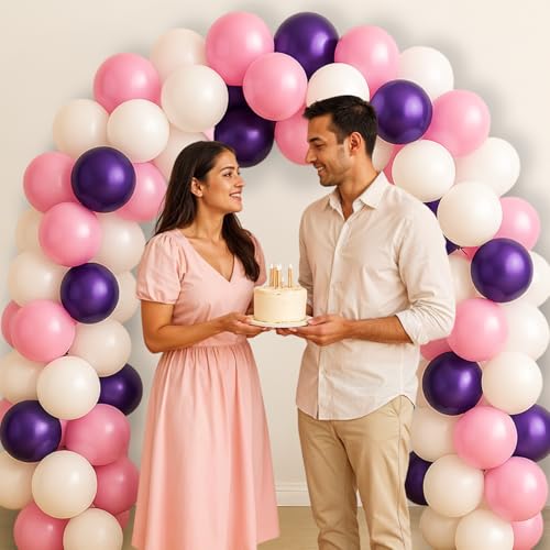 Image of Party Propz Blue, Pink and White Balloon For Decoration - 50 Pcs Balloons For Birthday | Pastel Pink Balloon and White Ballons | Pinks balloon For Birthday Decoration | Baby Shower Balloons (Latex)
