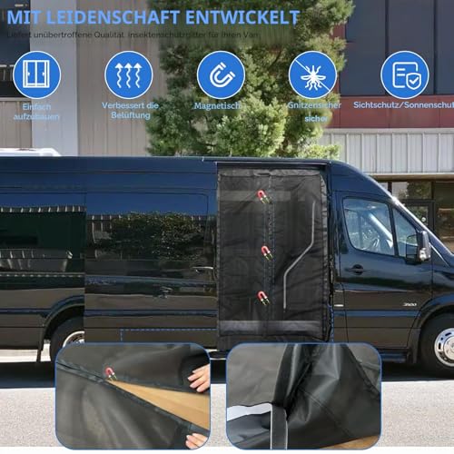 JOJOCY Magnetischer Fliegengitter-LKW-Insektenschutz für Mercedes Sprinter (mittleres/hohes Dach) Renault Master VW Crafter (hoches/super hohes Dach) Ford Transit Wohnmobile (211 * 150 cm)