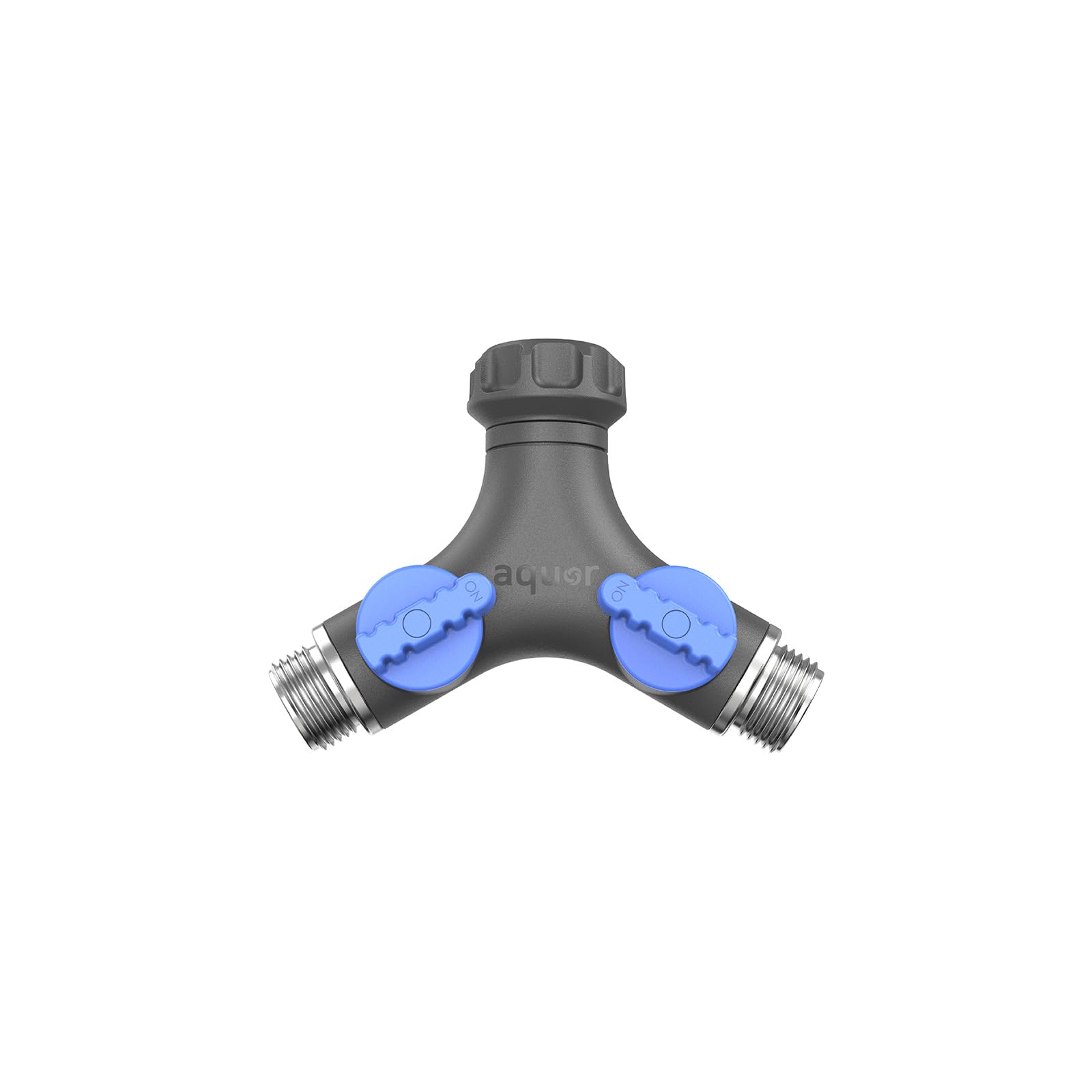 Aquor Garden Hose Y-Splitter – 2 Way Garden Hose Y Connector with Shut-Off Valves – Heavy-Duty, High-Flow, Leak-Free, UV &amp; Corrosion Resistant, Fits Standard Outdoor Faucets 3/4 inch GHT