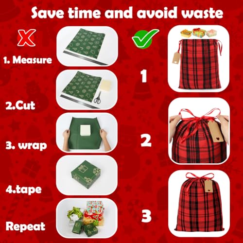 Joindo 6 Pcs Reusable Gift Bags, Large Cloth Gift Bags With Drawstrings thumb #5