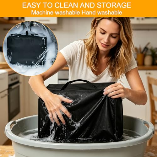 Image of Air Fryer Cover for Cosori 5 QT Air Fryer, Heavy Duty 600D Nylon Dust Proof 9.84 inchx13.78 inchx11.61 inch, Heat Resistant Oil Proof Protective Kitchen Appliance Cover with Top Handle