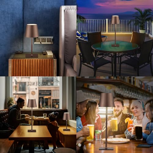 Image of CHLORANTHUS 2 Pack Cordless Table Lamps, 3 Colors Stepless Dimming, 5000mAh Rechargeable Battery LED Desk Lamp for Bedroom /Couple Dinner /Desk /Cafe /Dining Room /Terrace