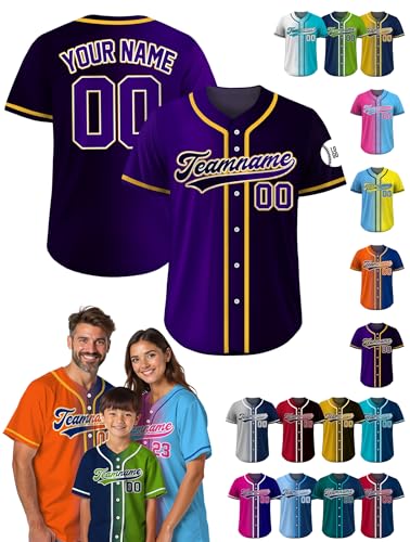 Custom Baseball Jersey – Personalized Name, Number & Logo, Button Up Jersey for Men, Women, Youth, Toddlers miniatura 1