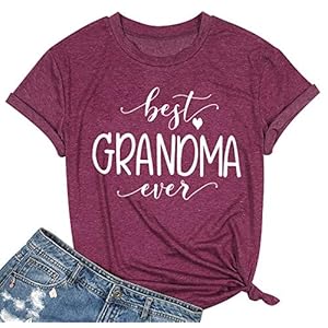 Grandma T Shirt Women Best Grandma Ever Shirt Letter Print Short Sleeve Grandmother Tees Tops Purple
