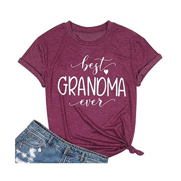 Grandma-T-Shirt-Women-Best-Grandma-Ever-Shirt-Letter-Print-Short-Sleeve-Grandmother-Tees-Tops Grandma T Shirt Women Best Grandma Ever Shirt Letter Print Short Sleeve Grandmother Tees Tops Purple