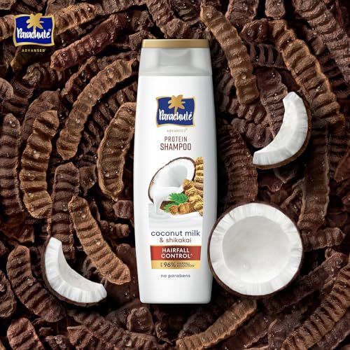 Image of Parachute Advansed Protein Shampoo with Coconut Milk & Shikakai | Up to 96% Hair Fall Reduction & up to 23X Hair Fall Control | Protein Lock Technology | Paraben free | For Men & Women | 80ml