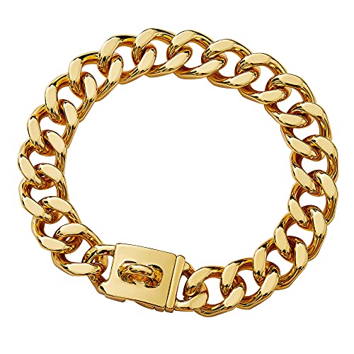 txprodogchains Big Dog Chain Collar with Buckle Strong Heavy Duty 21MM Thick Wide Stainless Steel Metal 18K Gold Cuban Link Choke Chain Collar for Large Dogs…(24 )