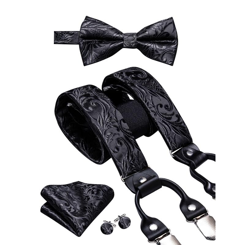 Set ajustable de tirantes con moño y pañuelo floral para hombre miniatura 2