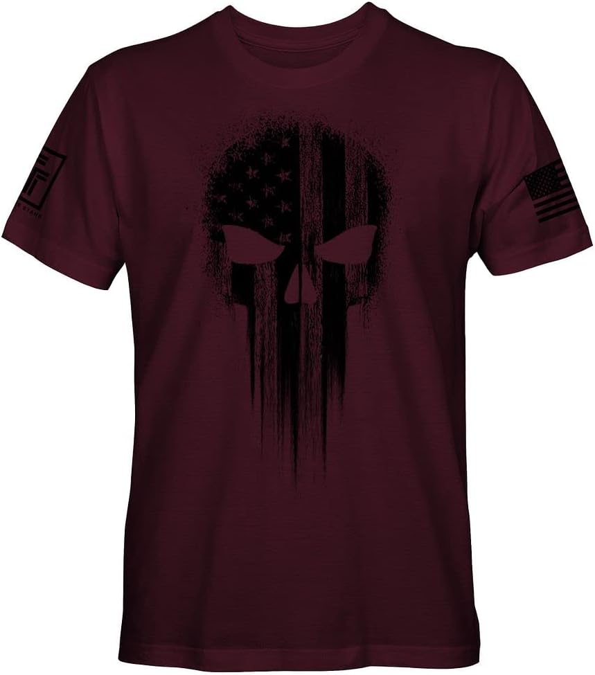 USA Military American Flag Black Skull Patriotic Men's T Shirt
