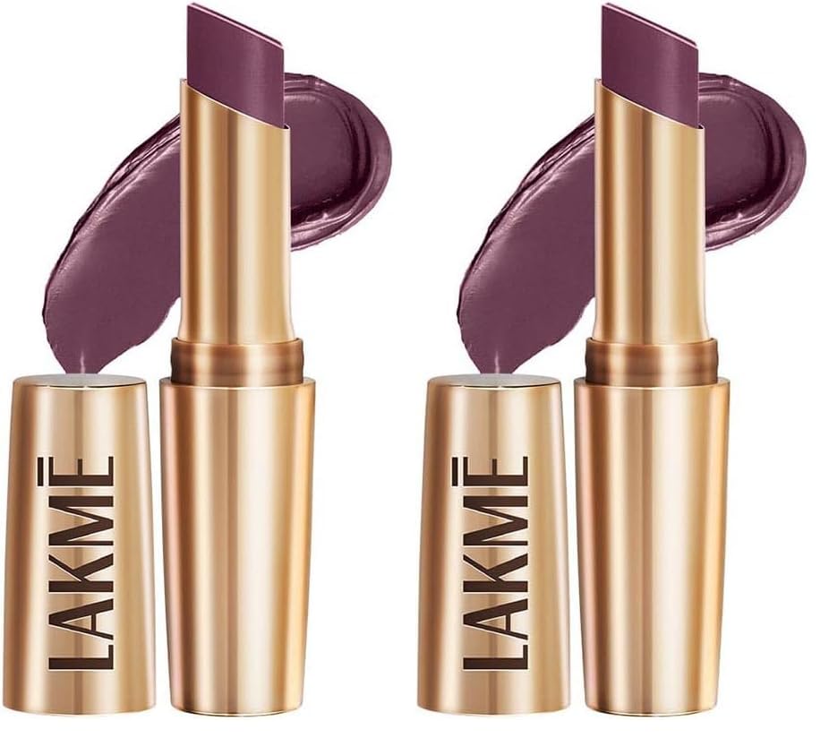 Image of Lakme Powerplay Priming Matte Lipstick, Smooth Matte Finish, Lightweight Lipstick, Smudgeproof, Lasts 16hrs, Hydrates Lips, Garnet Punch, 3.6g (Pack of 2)