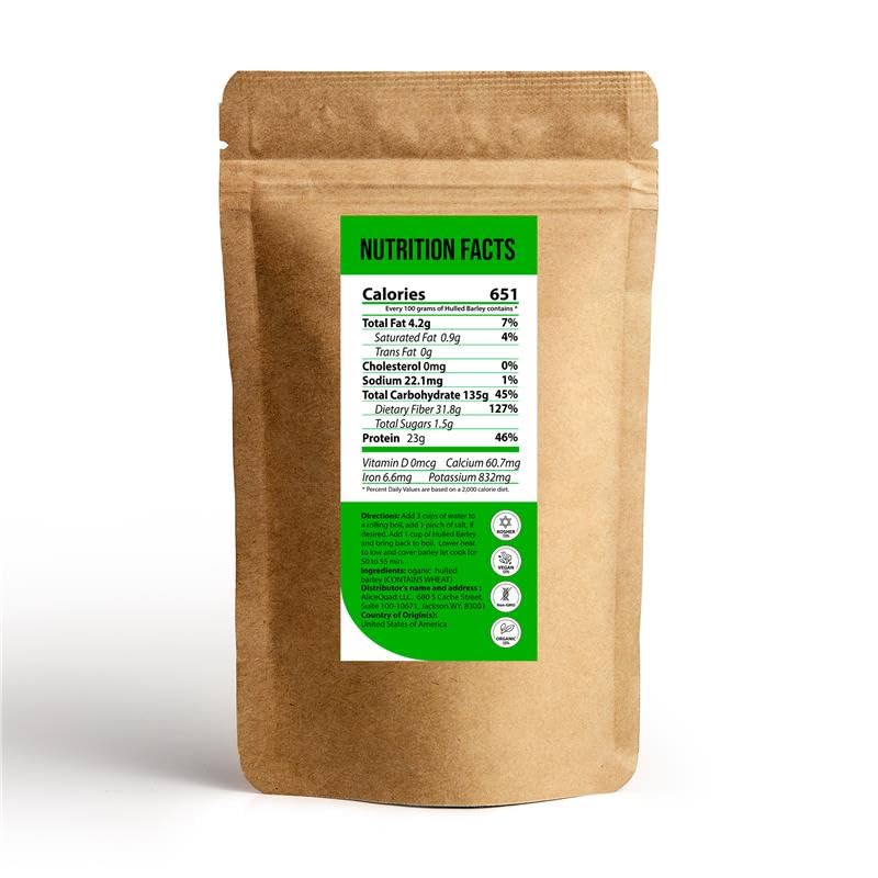Organic Hulled Barley – Whole Grain, Non-GMO, Natural Ancient Grain for Healthy Cooking, Soups, Salads & Baking- 2 lb - Image 2