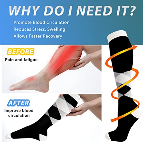 Image of Aoliks Medical Compression Socks for Women & Men, Support Knee High Socks for Running,Nurses,Travel