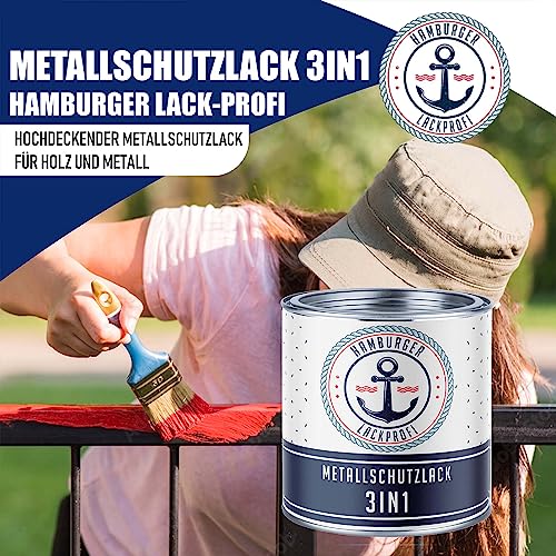 Ochranná barva na kov 3v1 SILK MATTE dopravní bílá RAL 9016 bílá ochranná barva na kov 3v1 základní nátěr, ochrana proti korozi a vrchní nátěr v jedné barvě na kov barva na kov // Hamburger Lack-Profi (1 L)
